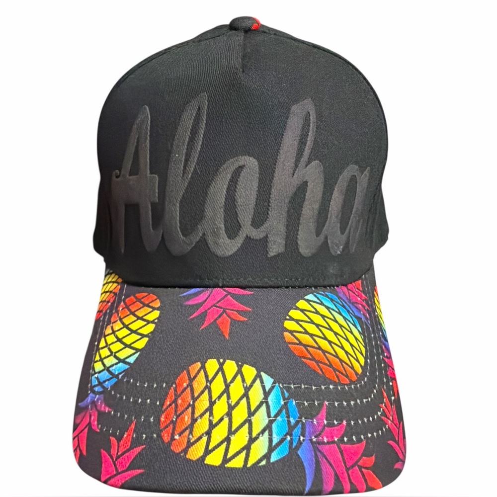 ROBIN RUTH Unisex Aloha Black & Multicolor Adjustable SnapBack Cloth Cap Hat